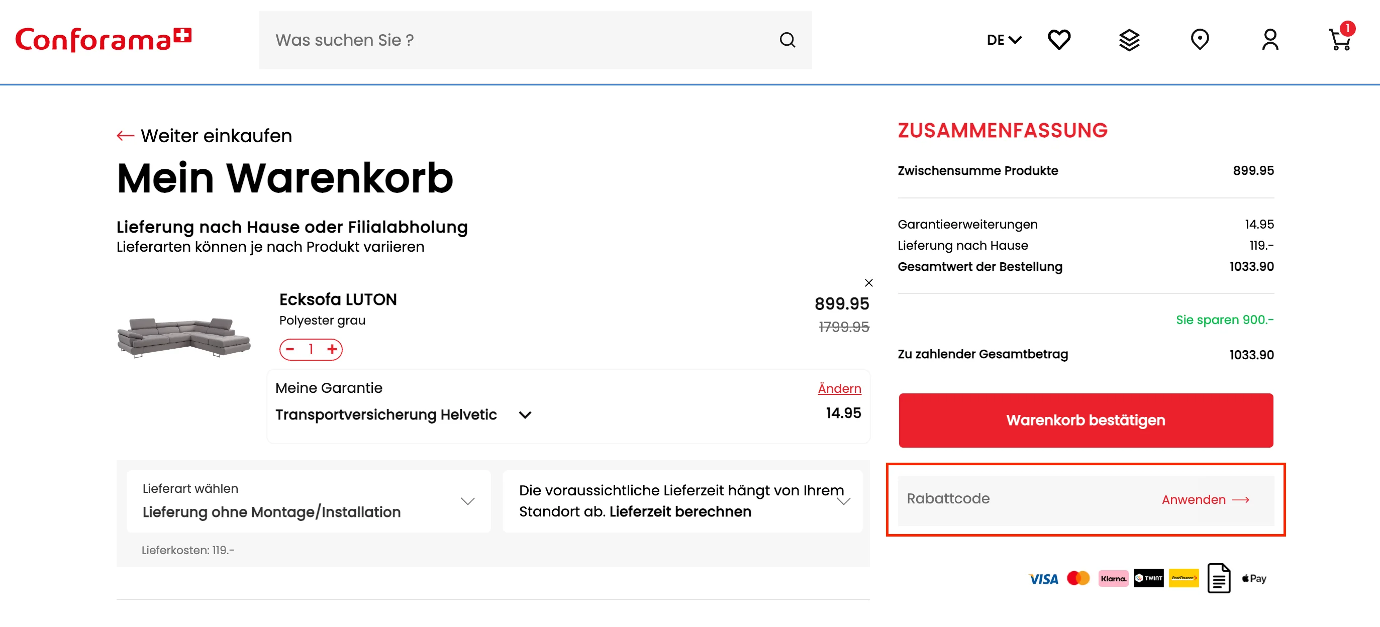 Wie verwendet man den Gutscheincode? - Conforama