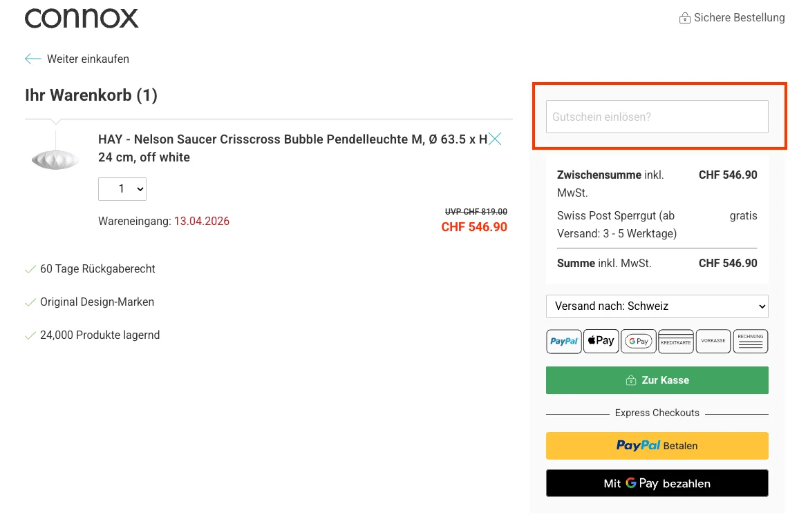 Wie verwendet man den Gutscheincode? - Connox