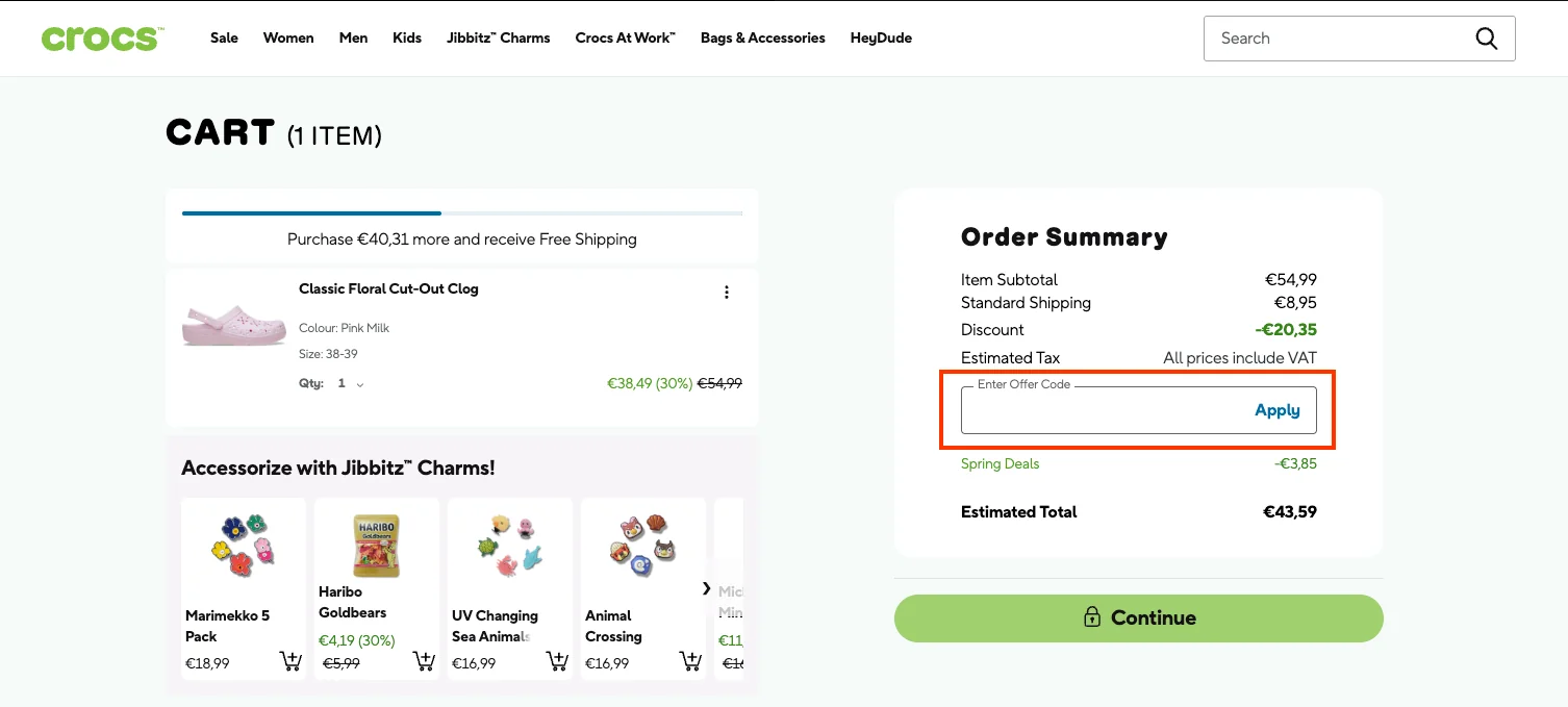 Wie verwendet man den Gutscheincode? - Crocs