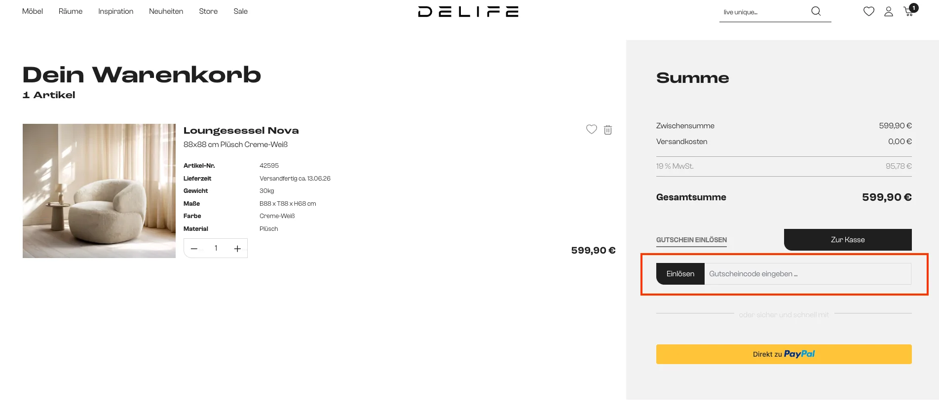 Wie verwendet man den Gutscheincode? - DeLife