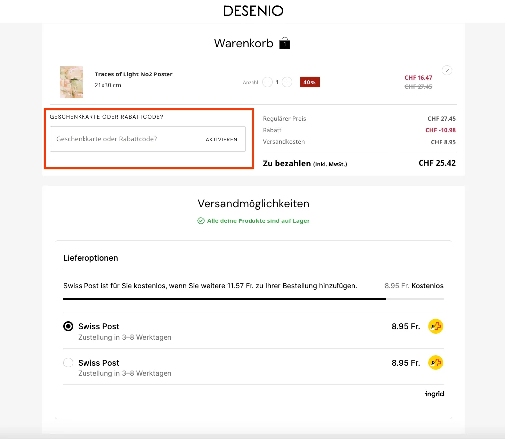Wie verwendet man den Gutscheincode? - Desenio
