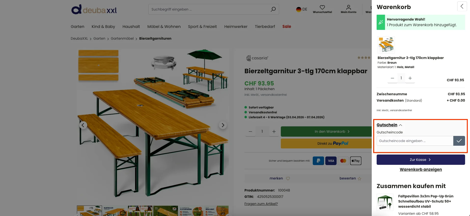 Wie verwendet man den Gutscheincode? - DeubaXXL