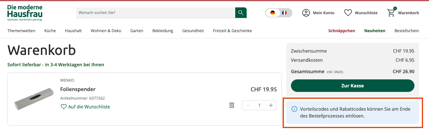 Wie verwendet man den Gutscheincode? - Die moderne Hausfrau