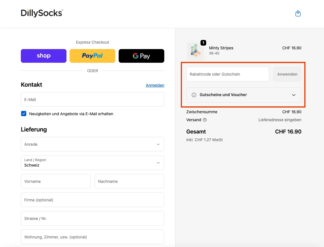 Wie verwendet man den Gutscheincode? - Dilly Socks