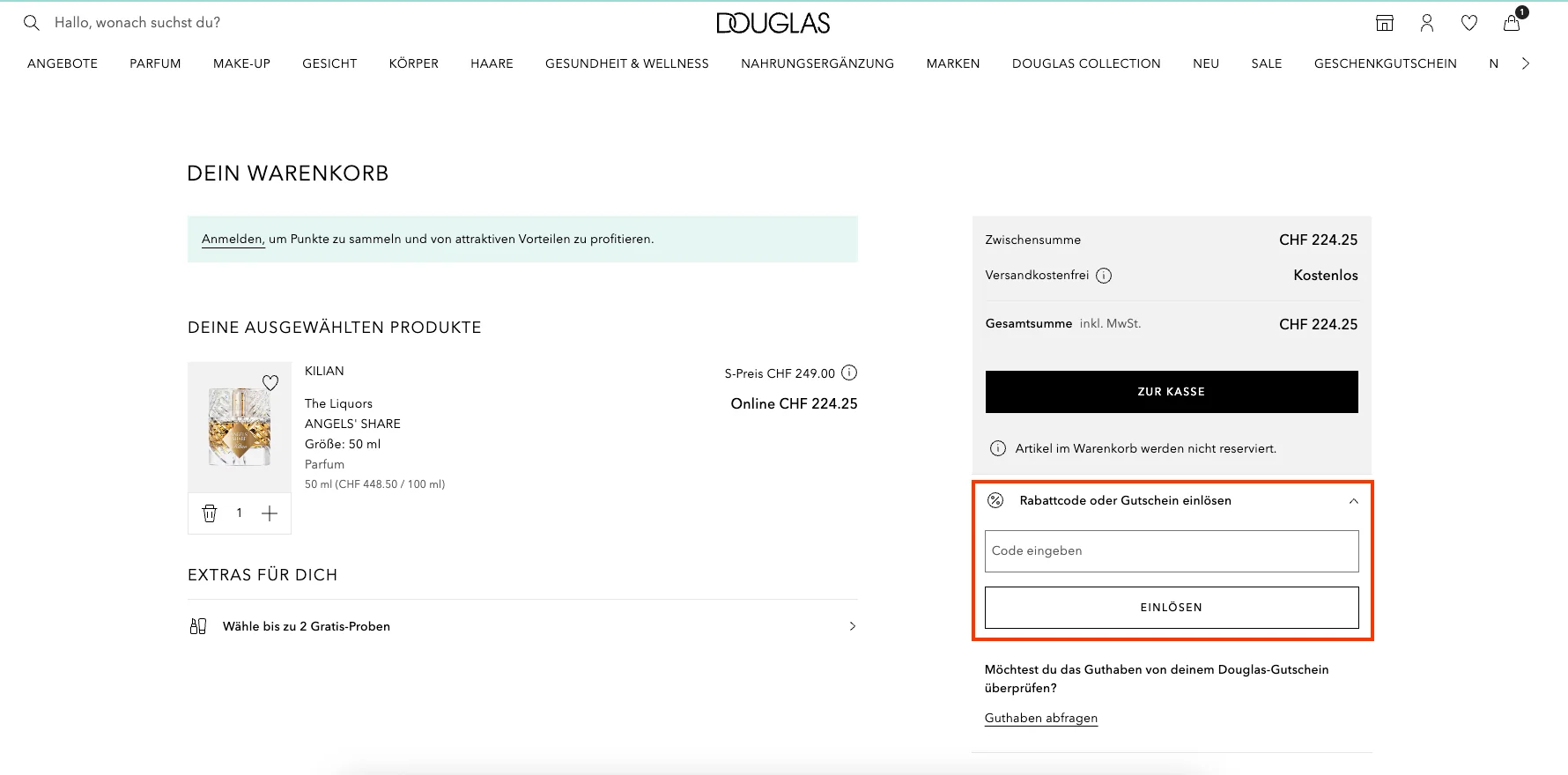 Wie verwendet man den Gutscheincode? - Douglas