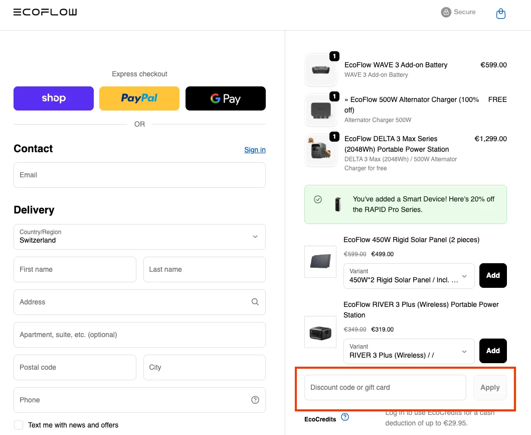 Wie verwendet man den Gutscheincode? - EcoFlow