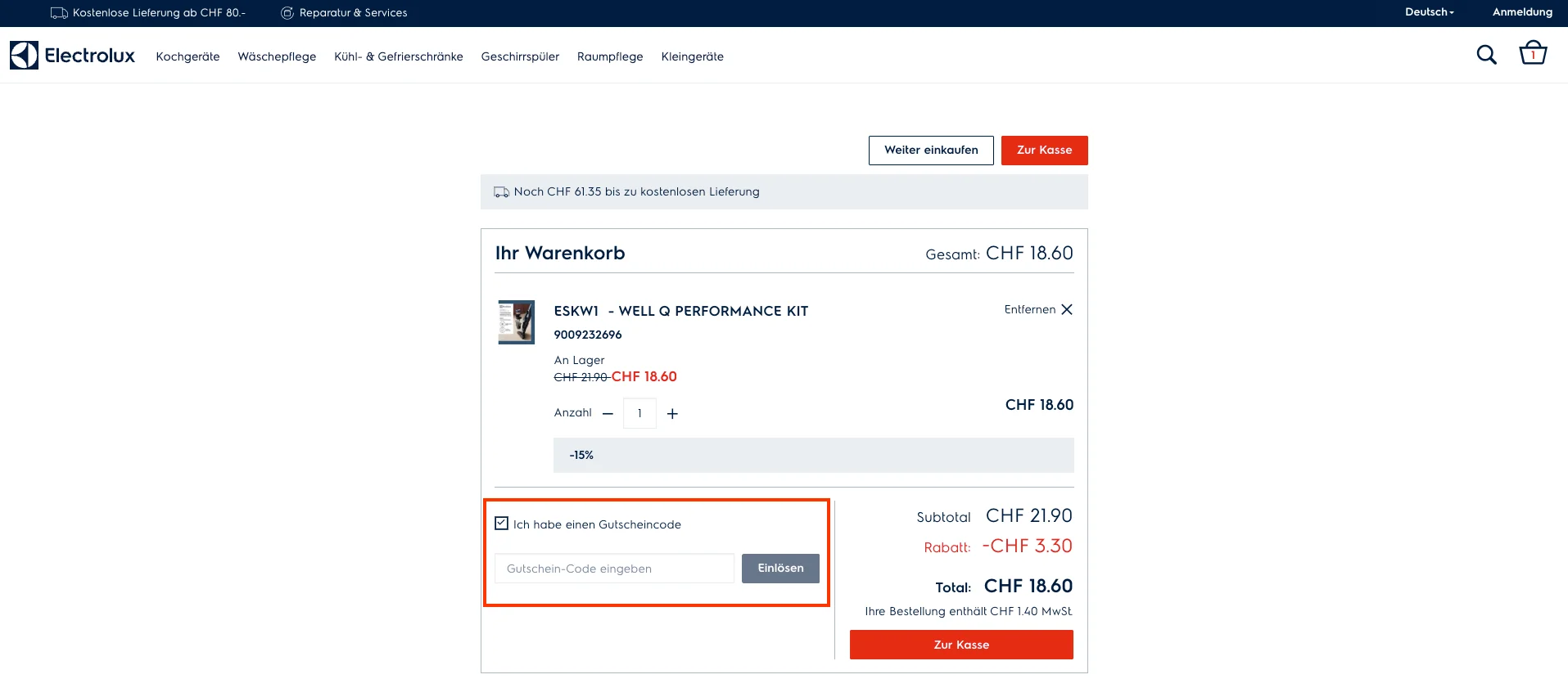 Wie verwendet man den Gutscheincode? - Electrolux