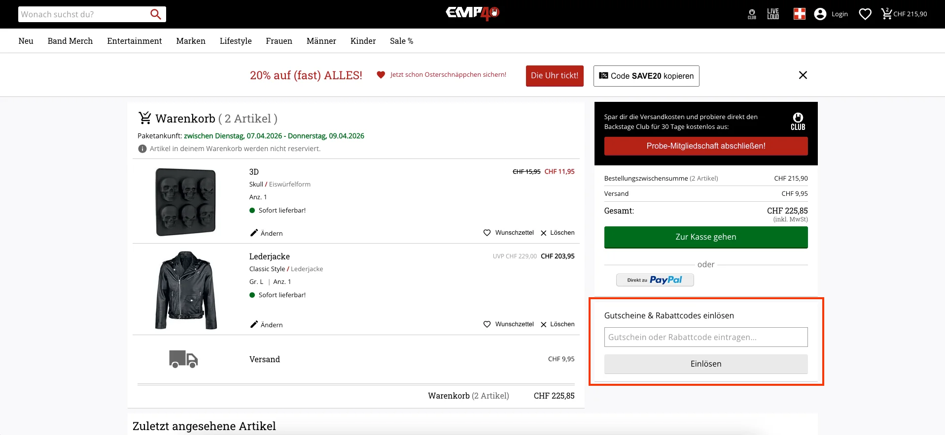 Wie verwendet man den Gutscheincode? - EMP