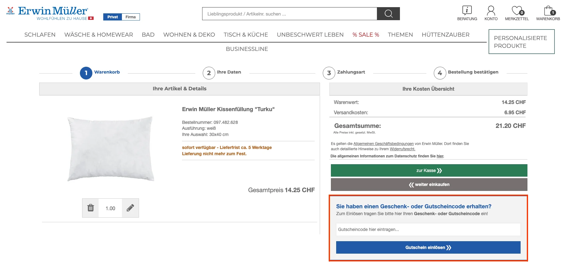 Wie verwendet man den Gutscheincode? - Erwin Müller
