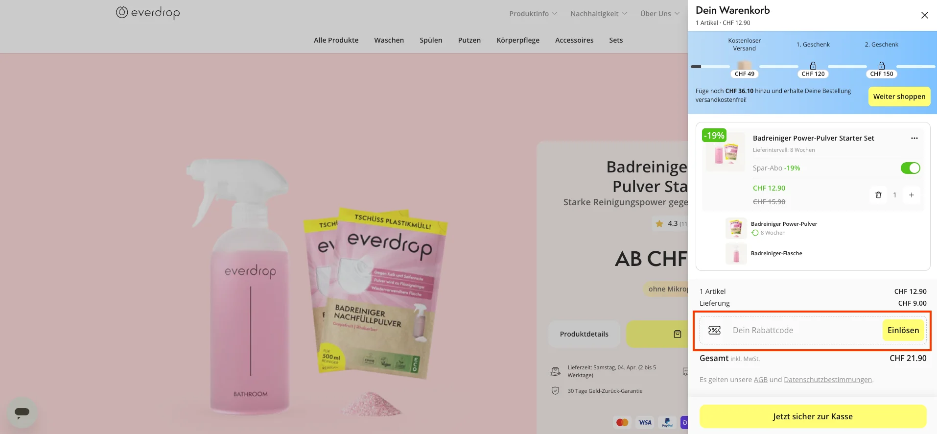 Wie verwendet man den Gutscheincode? - everdrop