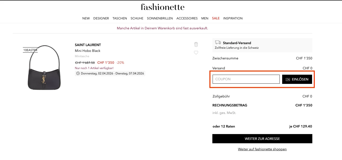 Wie verwendet man den Gutscheincode? - fashionette