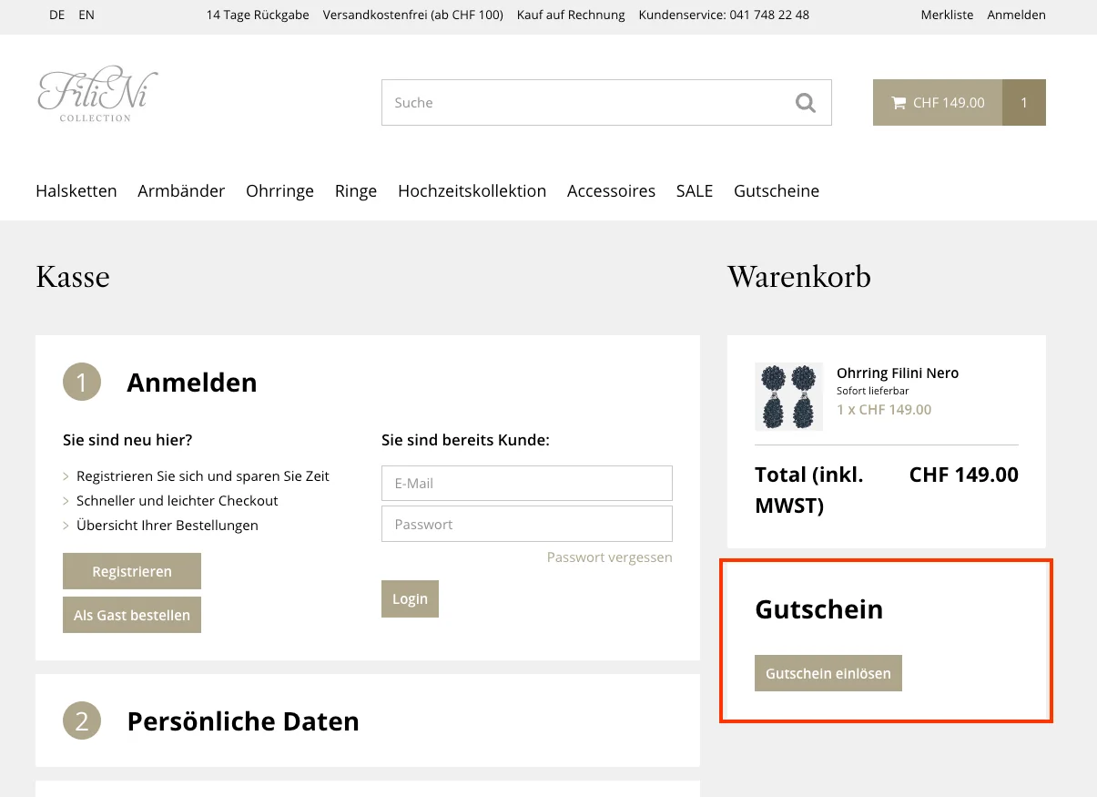 Wie verwendet man den Gutscheincode? - filini collection