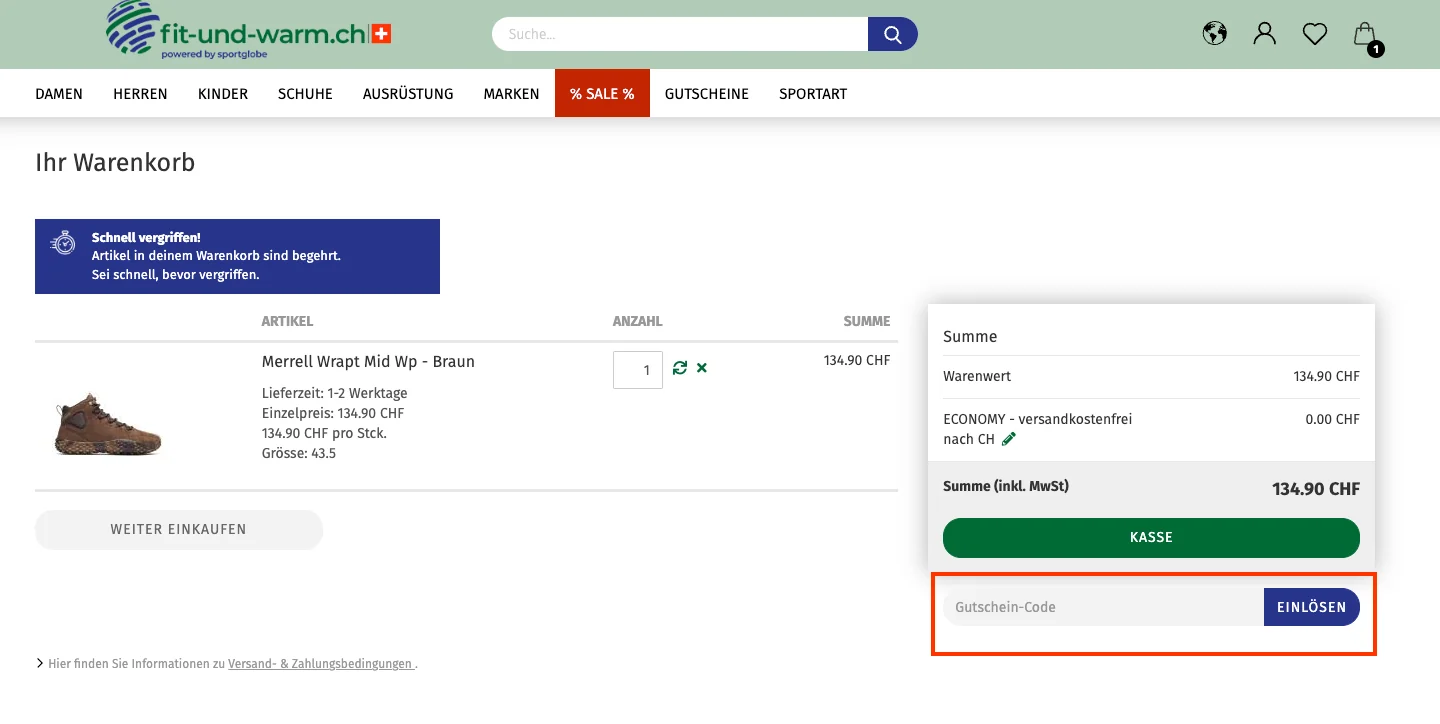 Wie verwendet man den Gutscheincode? - fit und warm