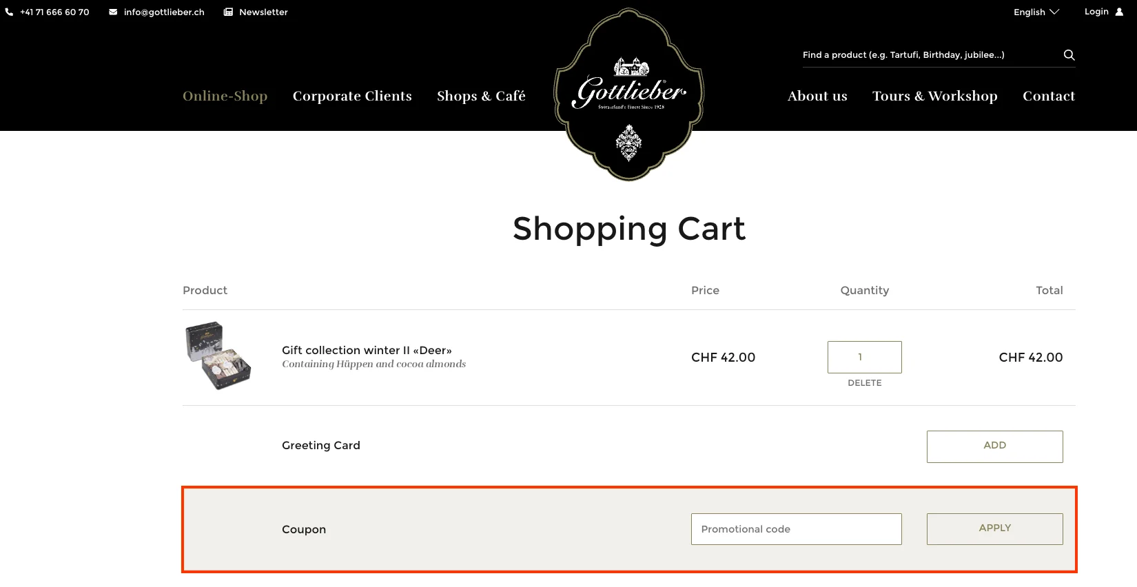 Wie verwendet man den Gutscheincode? - Gottlieber