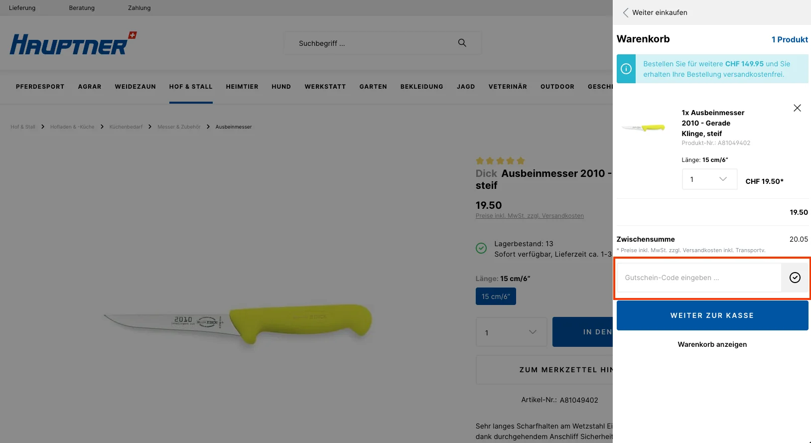 Wie verwendet man den Gutscheincode? - HAUPTNER