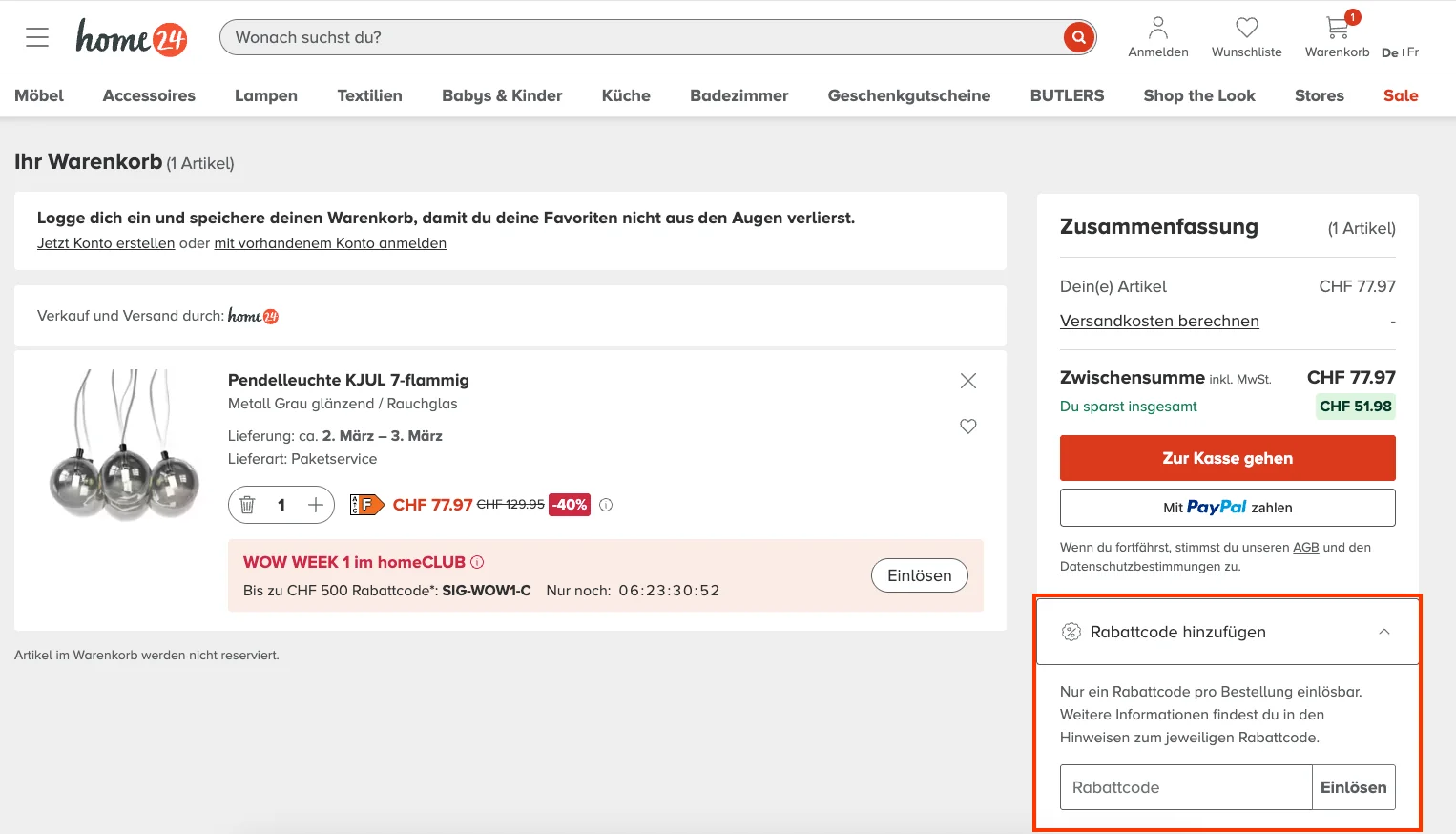 Wie verwendet man den Gutscheincode? - Home24