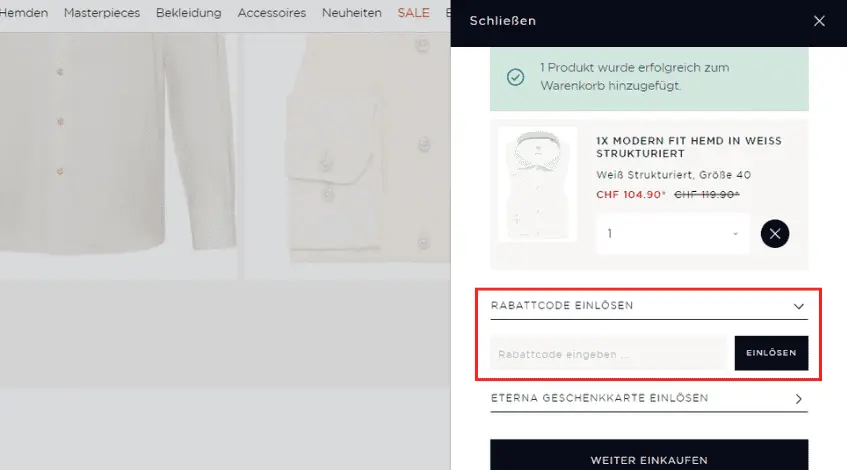 Wie verwendent man einen Gutscheincode von Eterna