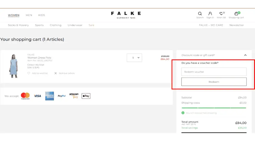 Wie verwendent man einen Gutscheincode von Falke