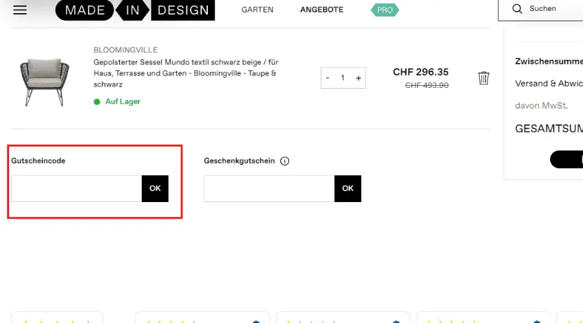 Wie verwendent man einen Gutscheincode von Made In Design