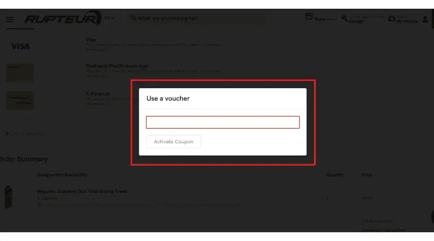 Wie verwendent man einen Gutscheincode von Rupteur