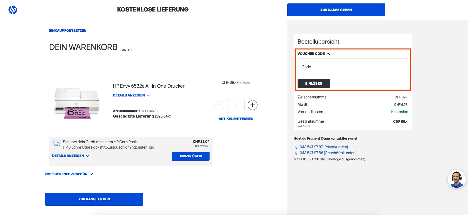 Wie verwendet man den Gutscheincode? - HP