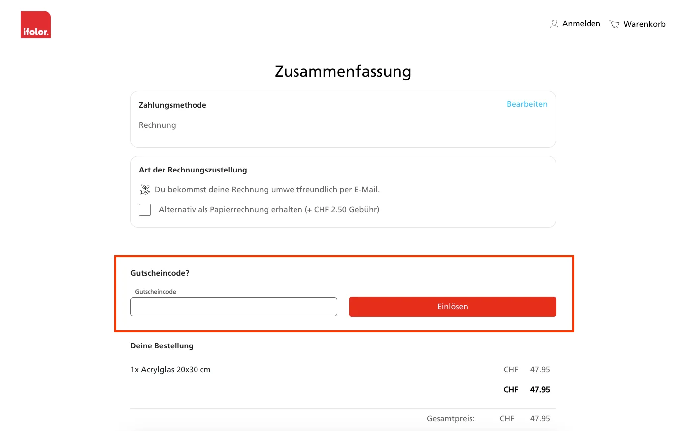Wie verwendet man den Gutscheincode? - Ifolor