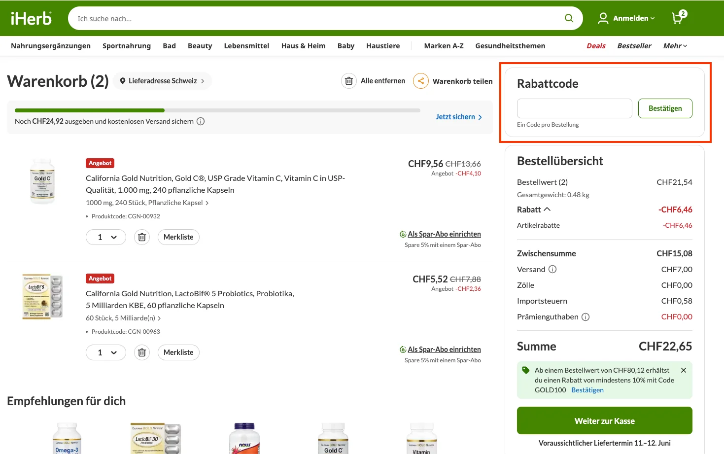 Wie verwendet man den Gutscheincode? - iHerb