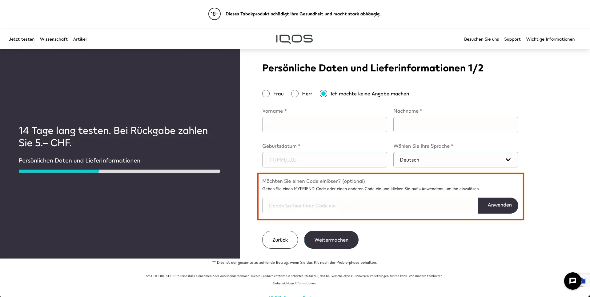 Wie verwendet man den Gutscheincode? - IQOS