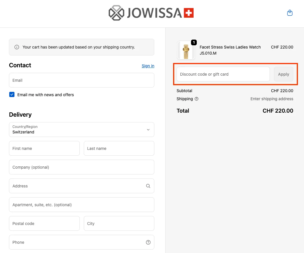 Wie verwendet man den Gutscheincode? - Jowissa