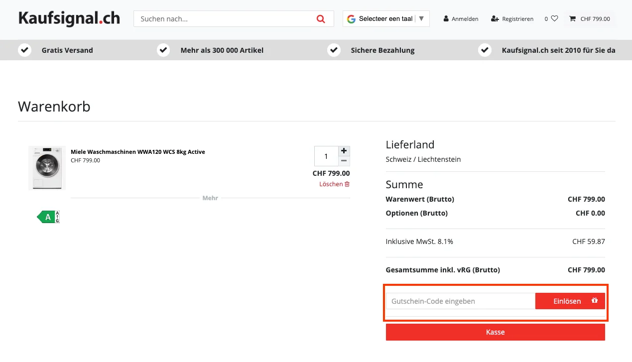 Wie verwendet man den Gutscheincode? - kaufsignal