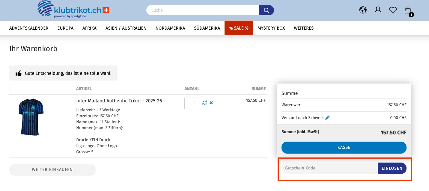Wie verwendet man den Gutscheincode? - klubtrikot