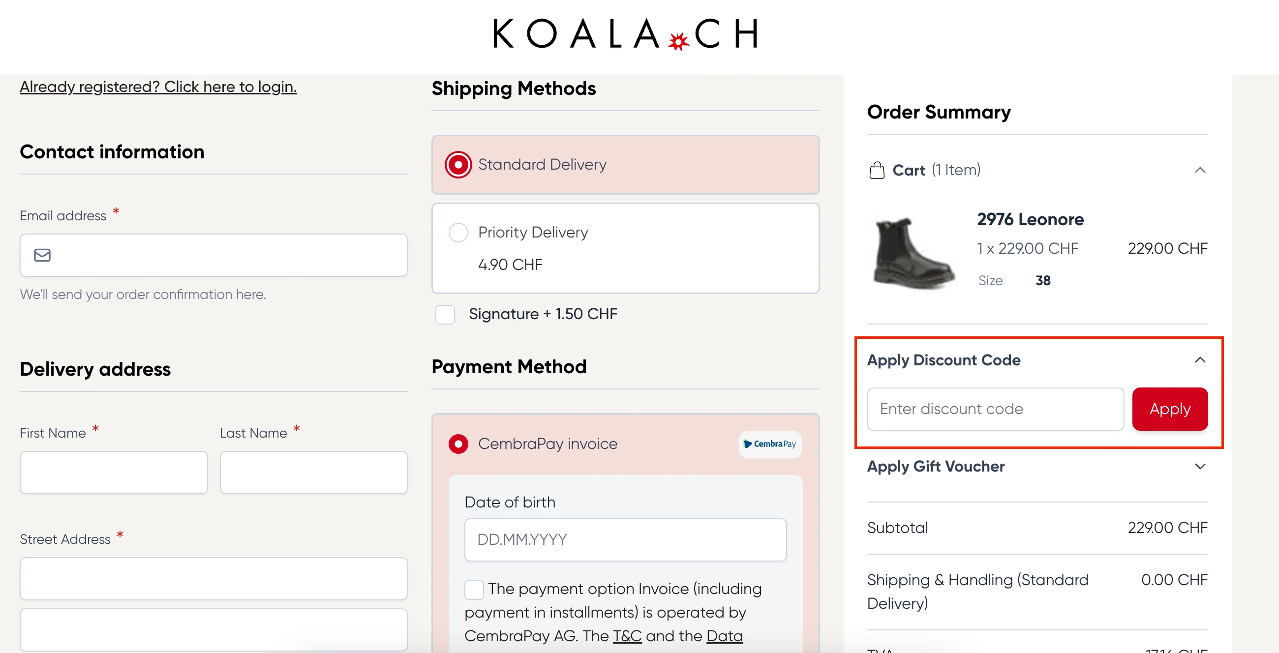 Wie verwendet man den Gutscheincode? - Koala
