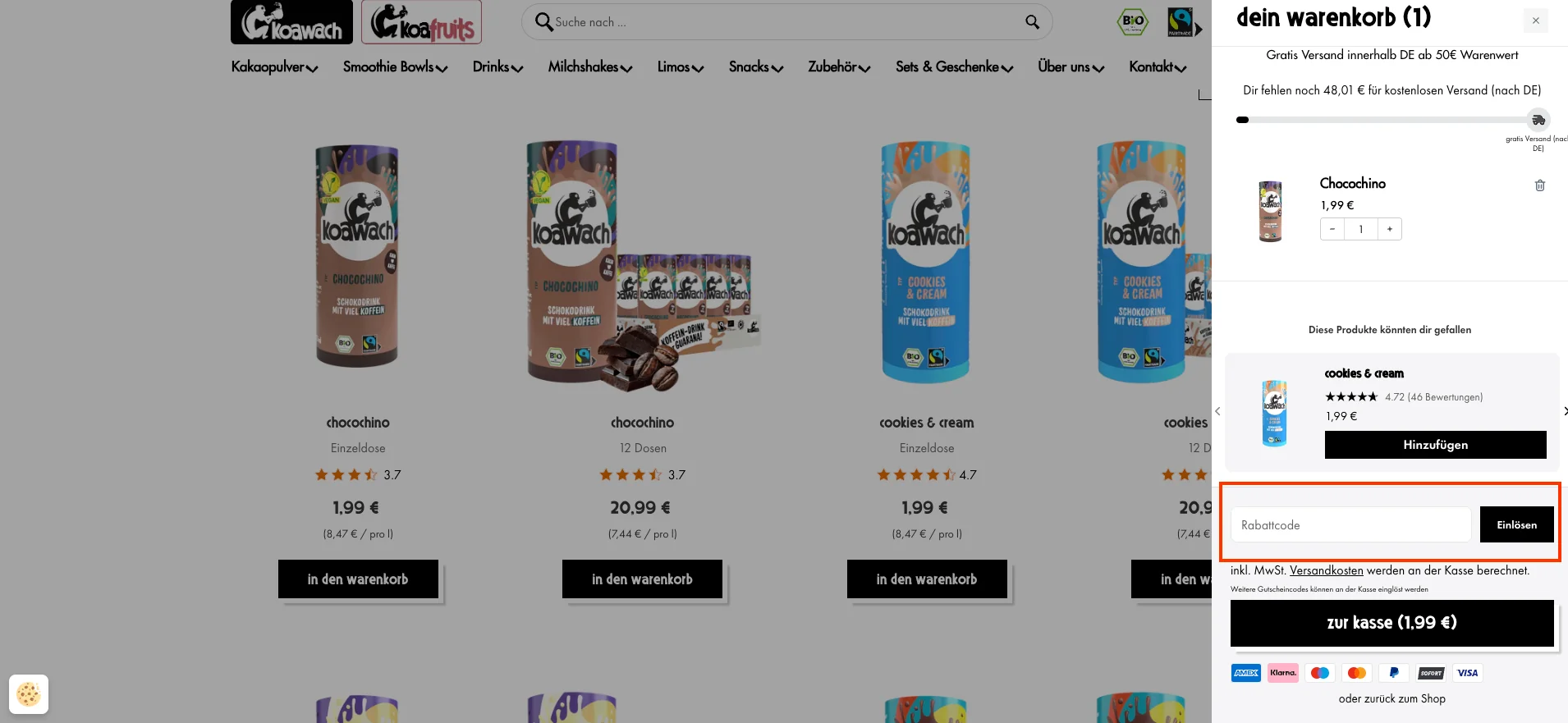 Wie verwendet man den Gutscheincode? - Koawach