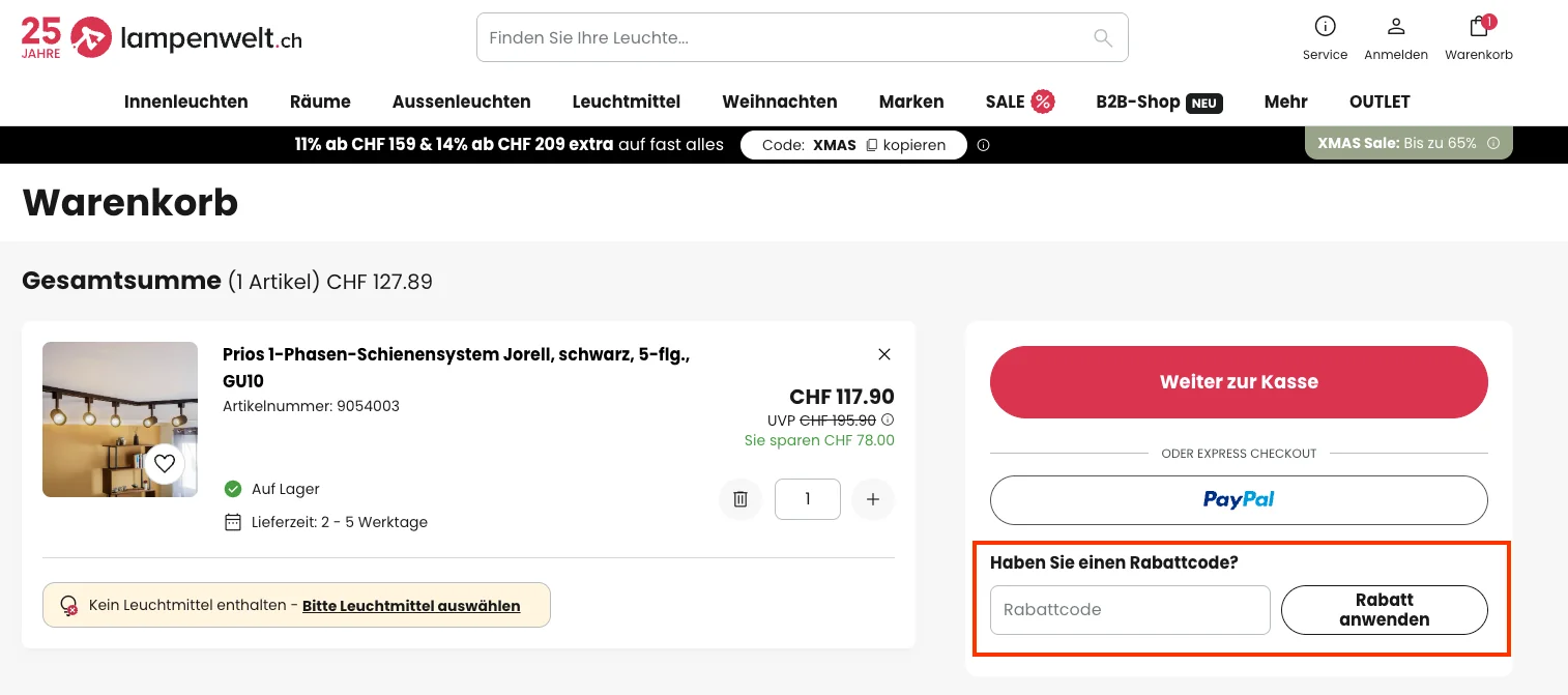 Wie verwendet man den Gutscheincode? - Lampenwelt