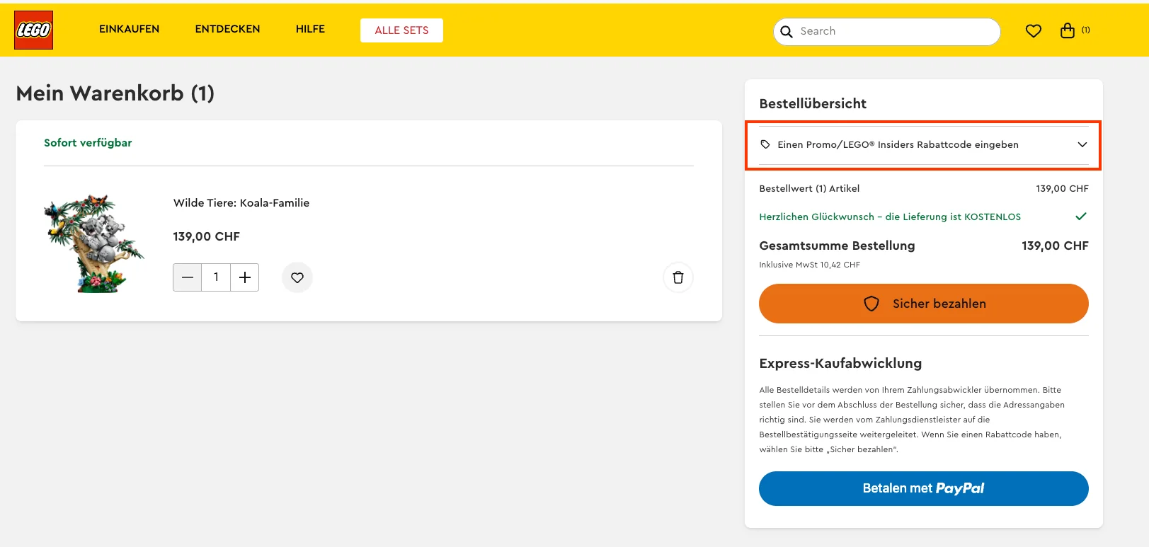 Wie verwendet man den Gutscheincode? - LEGO