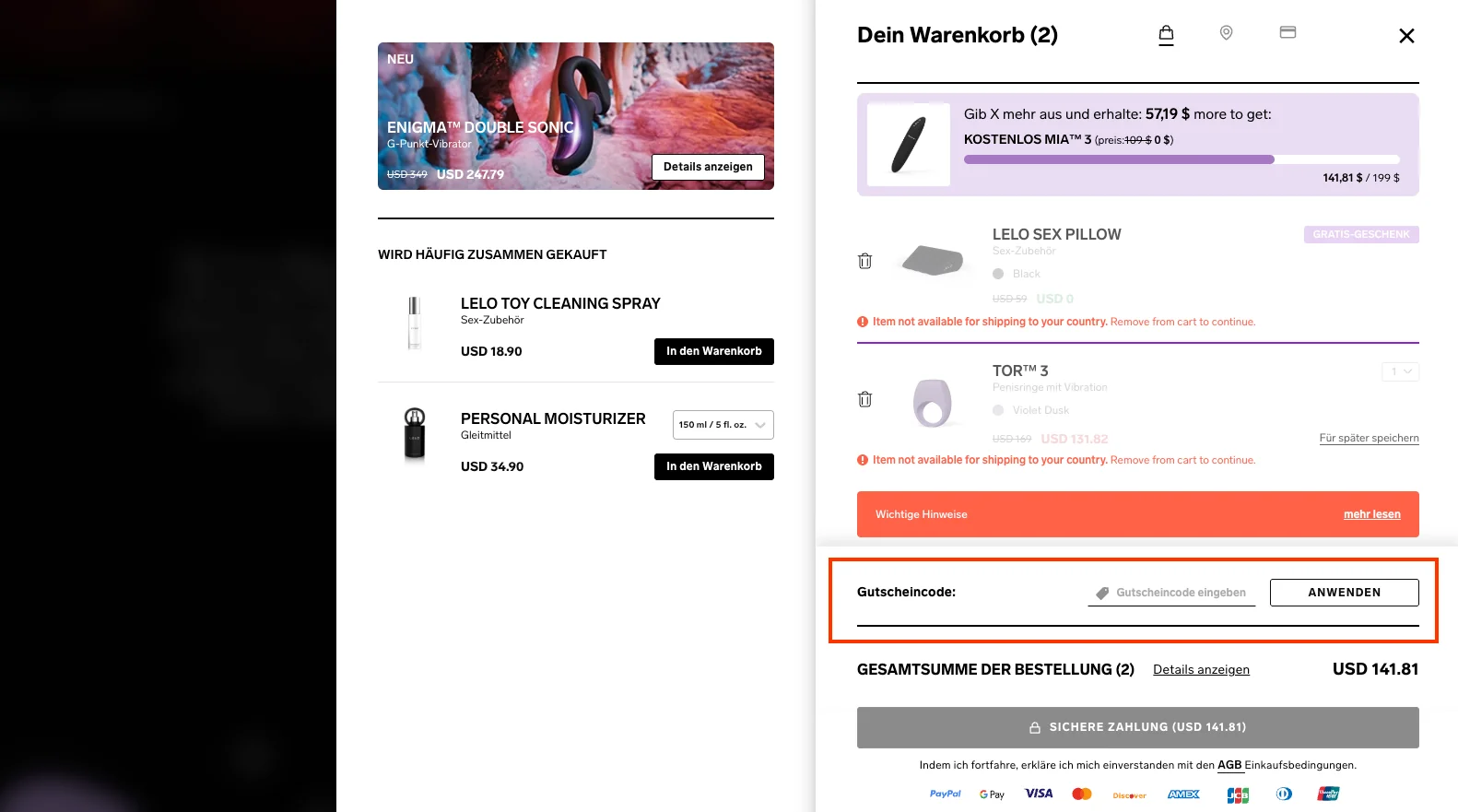 Wie verwendet man den Gutscheincode? - LELO