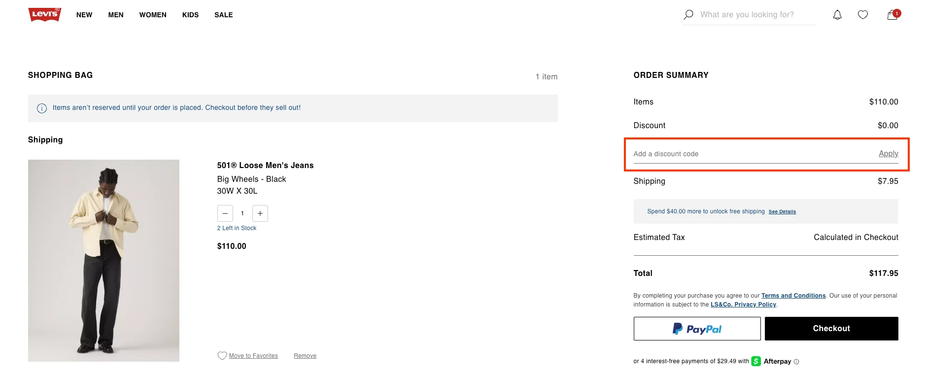 Wie verwendet man den Gutscheincode? - Levi's