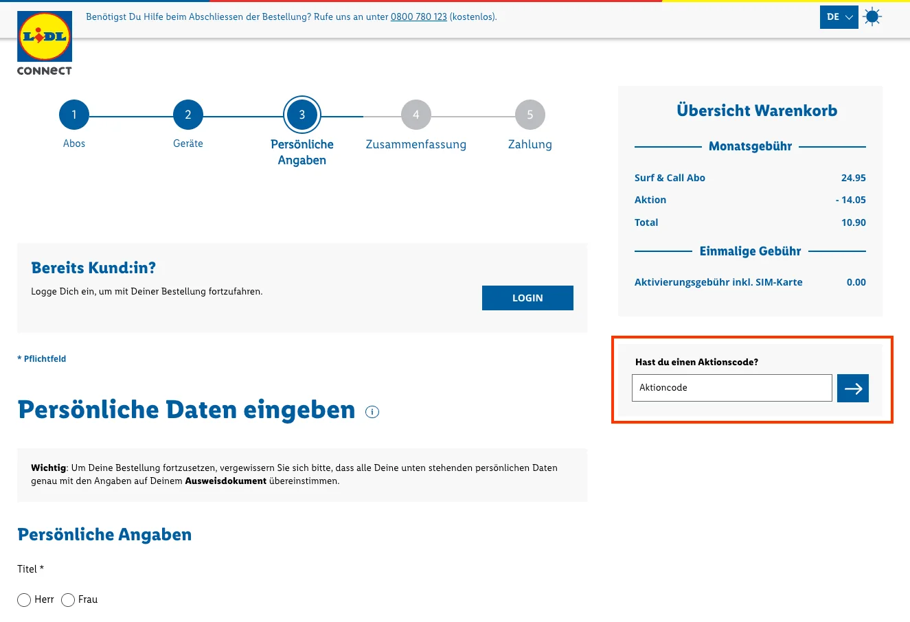 Wie verwendet man den Gutscheincode? - Lidl Connect
