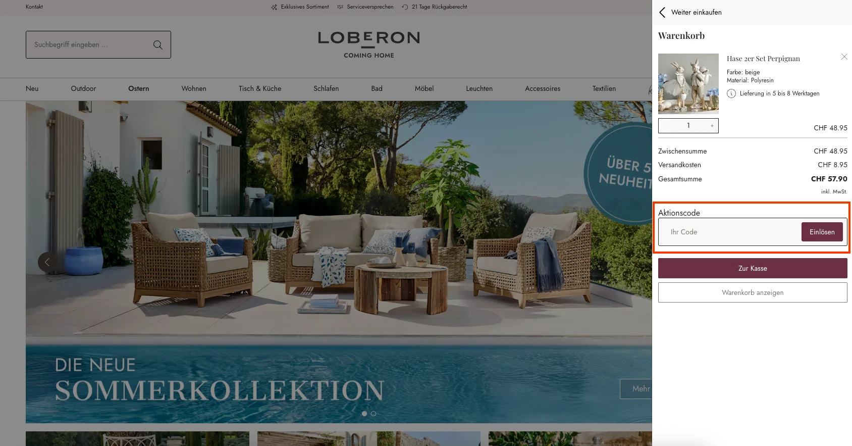 Wie verwendet man den Gutscheincode? - Loberon