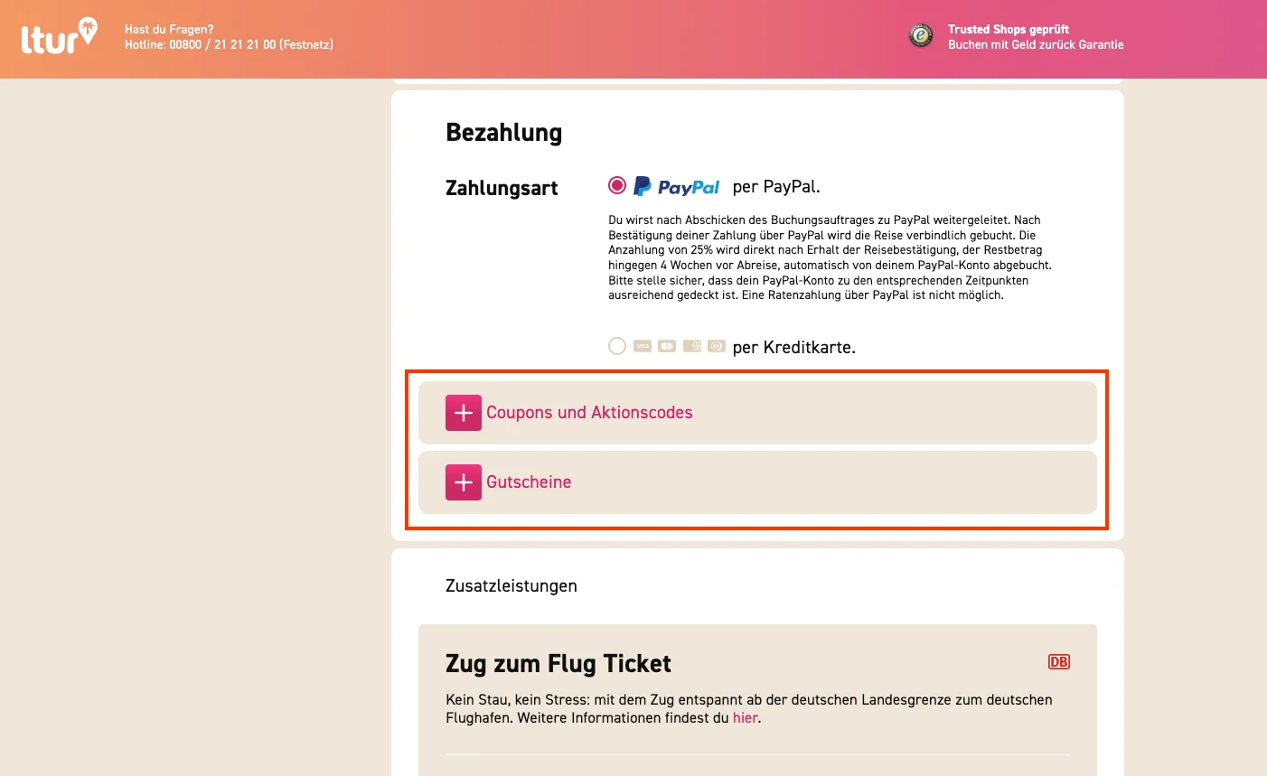 Wie verwendet man den Gutscheincode? - ltur