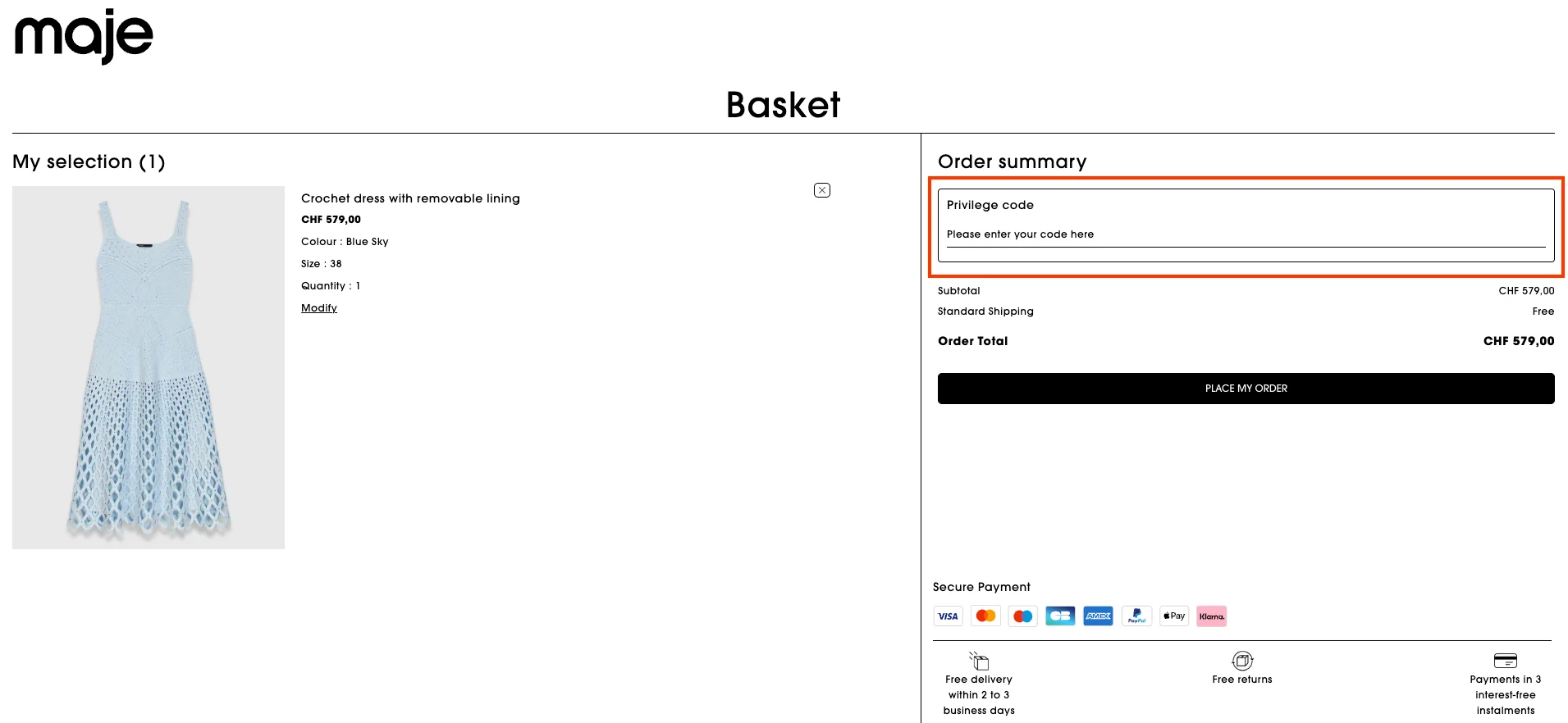 Wie verwendet man den Gutscheincode? - Maje