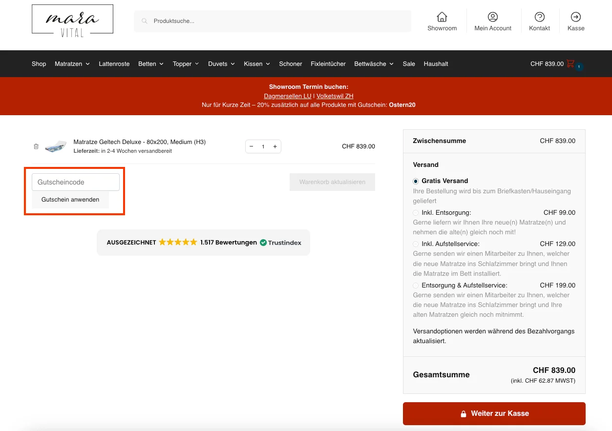 Wie verwendet man den Gutscheincode? - Mara Vital