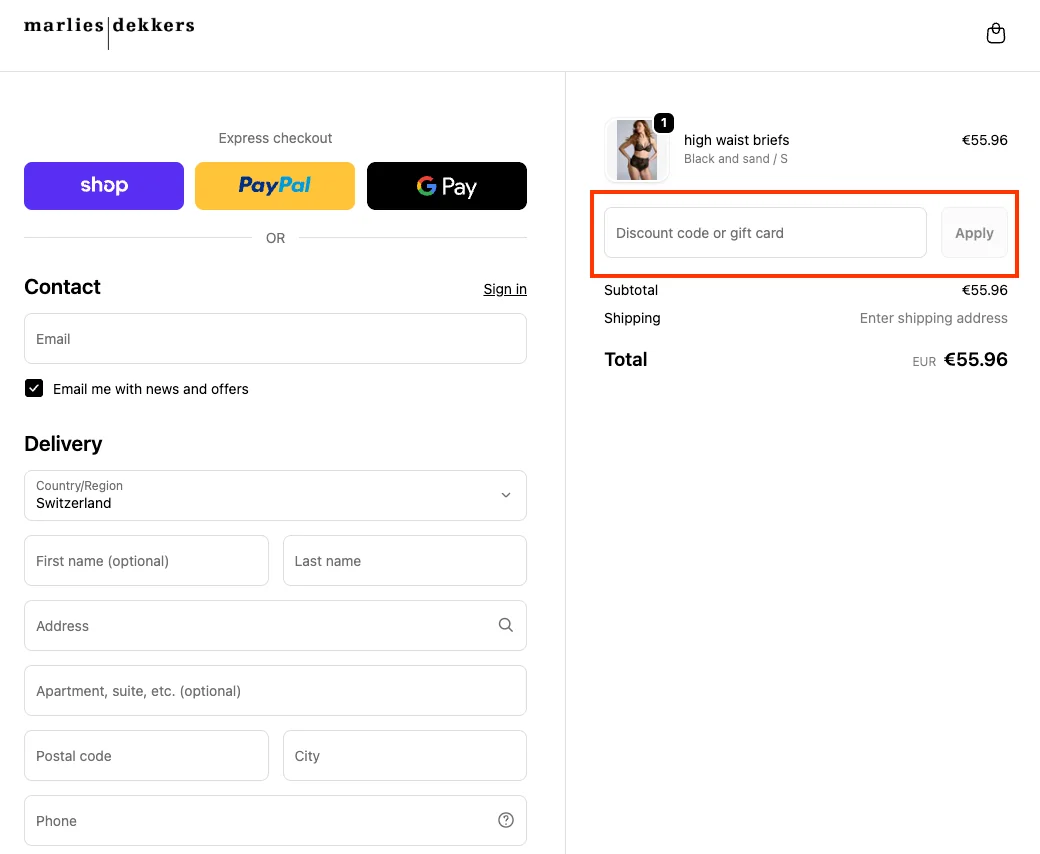 Wie verwendet man den Gutscheincode? - Marlies Dekkers