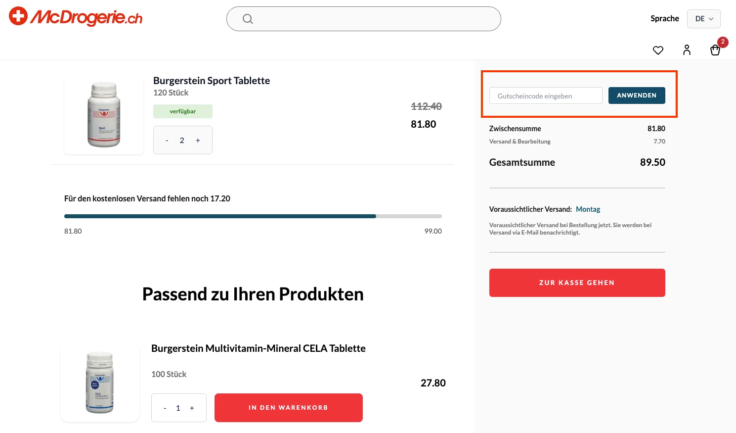 Wie verwendet man den Gutscheincode? - McDrogerie