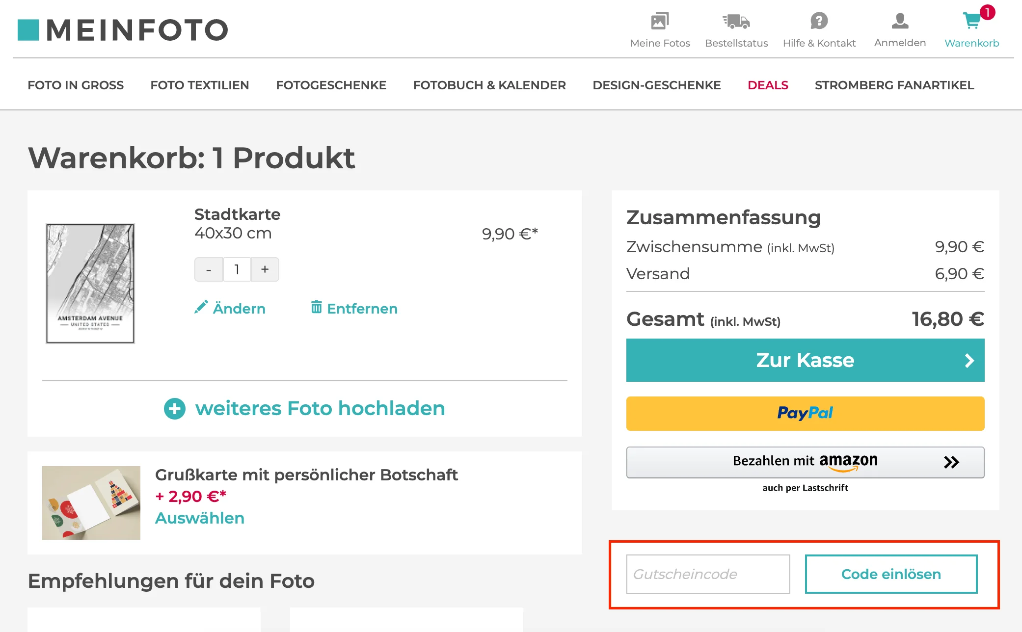 Wie verwendet man den Gutscheincode? - meinfoto