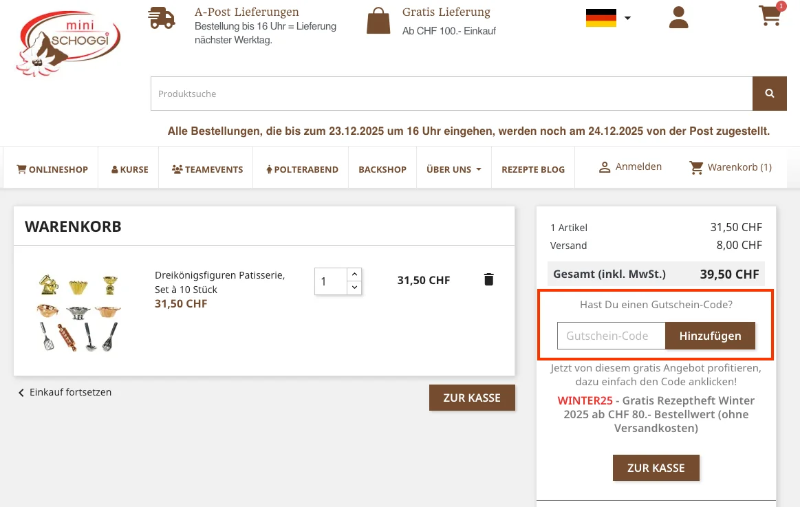 Wie verwendet man den Gutscheincode? - miniSchoggi