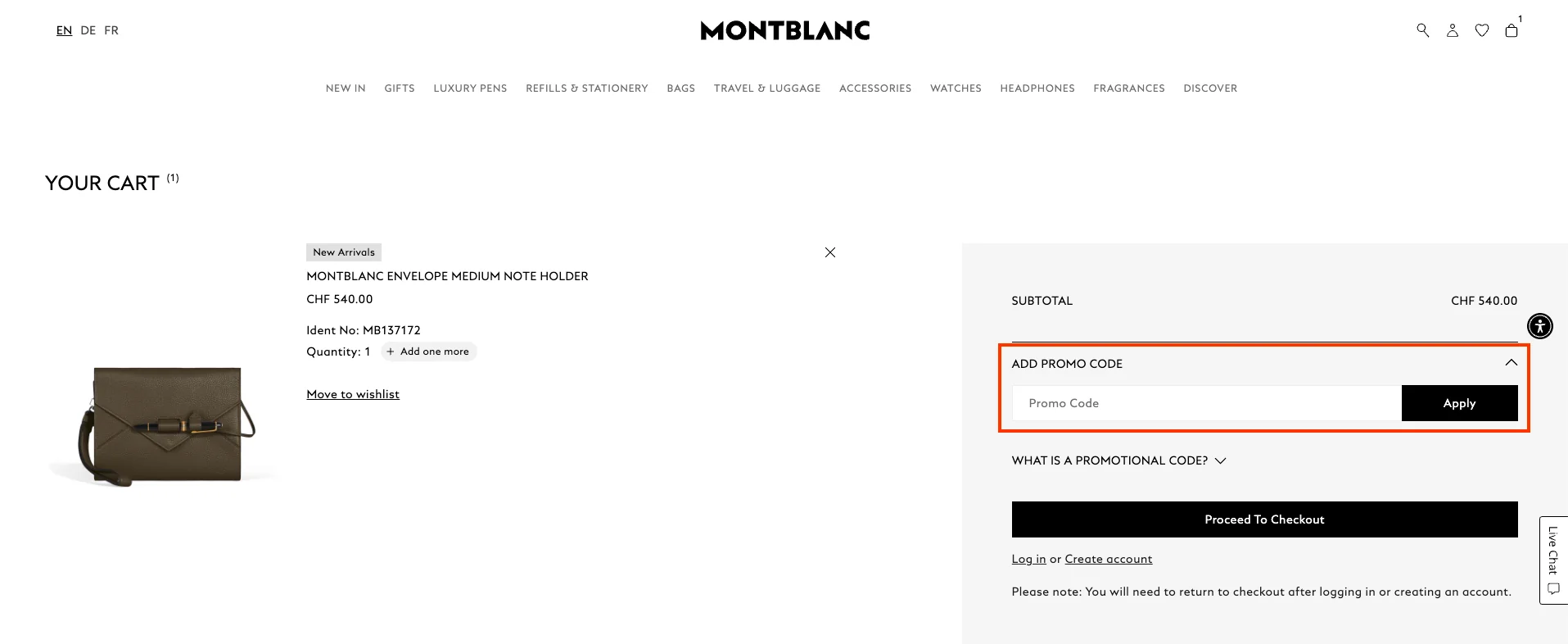 Wie verwendet man den Gutscheincode? - Montblanc