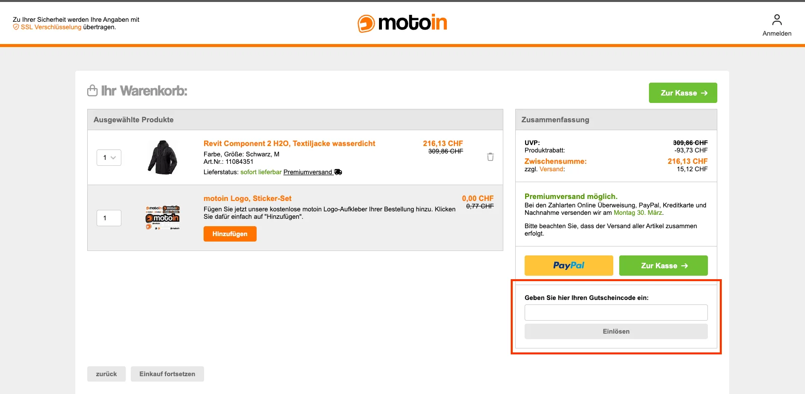 Wie verwendet man den Gutscheincode? - motoin