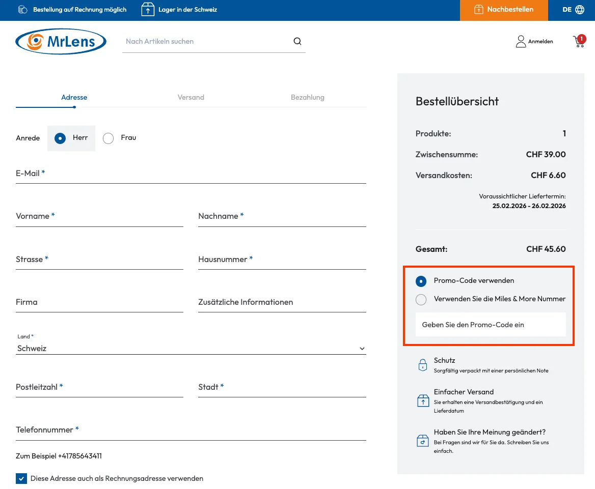 Wie verwendet man den Gutscheincode? - Mr Lens