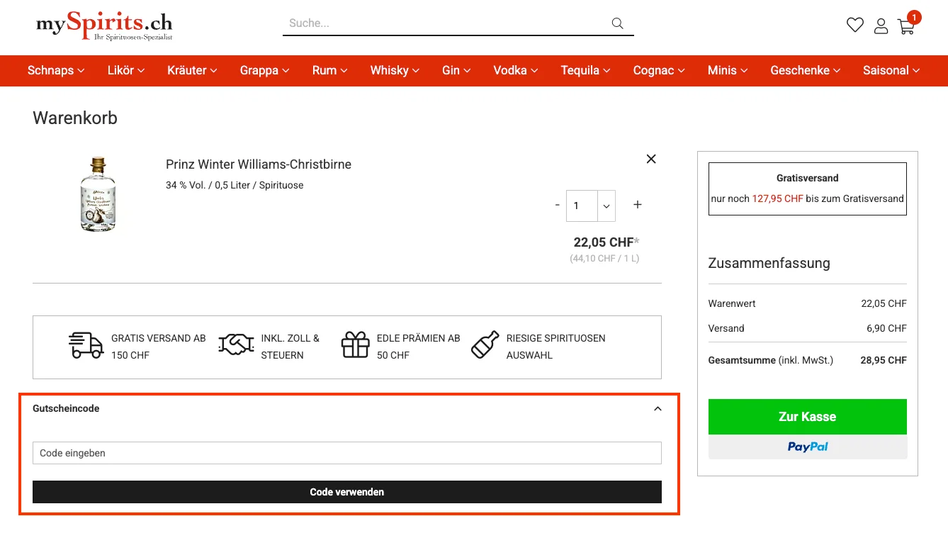 Wie verwendet man den Gutscheincode? - myspirits